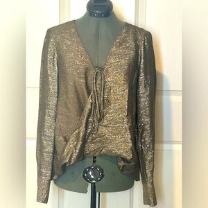 Derek Lam 10 Crosby size 4 shimmer blouse viscose wool blend EUC